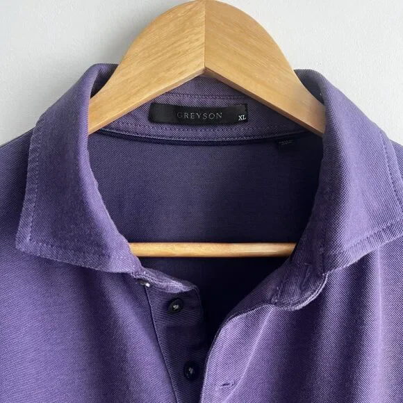 Greyson Golf Polo Shirt Mens XL Purple Short Sleeve Collared Shirt Logo Stretch - Picture 2 of 7